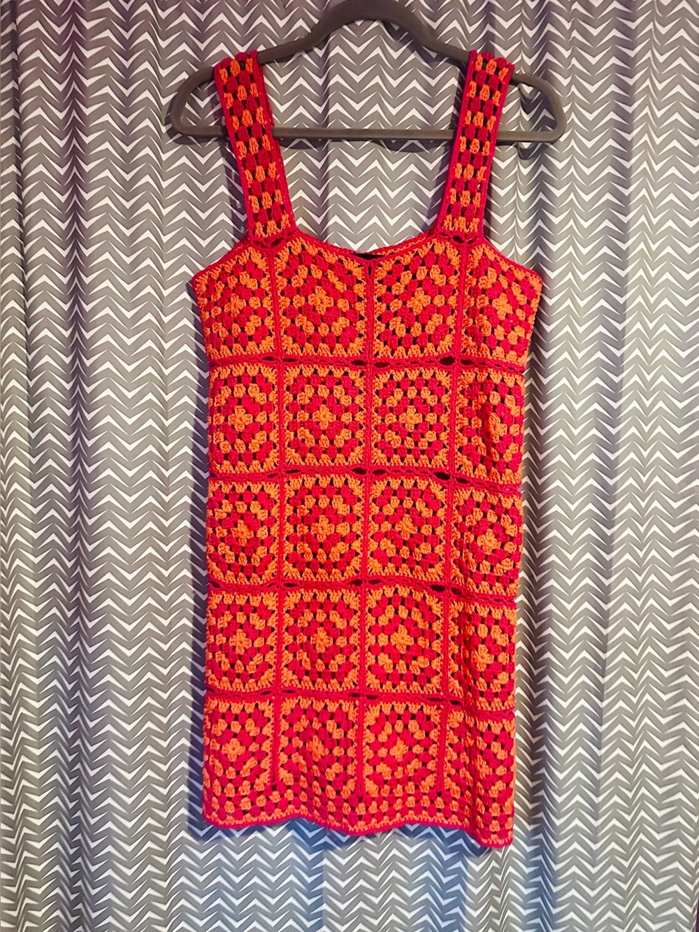 VICI | Solana Patchwork Crochet Mini Cover Up Dress, Small - Picture 4 of 10